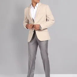 ad by arvind Men Solid Single Breasted Formal Blazer image 2