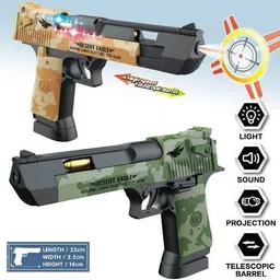 halo nation 1 Piece Eagle Pistol Light Music Gun With Telescopic Barrel Electric Laser Gun Guns & Darts image 5
