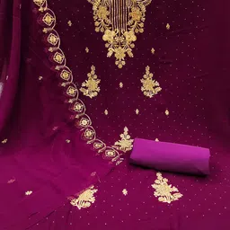 KALINI Ethnic Motifs Embroidered Zari Unstitched Dress Material image 5