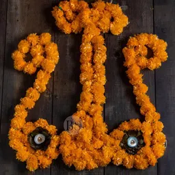 BS AMOR Set Of 5 Orange Coloured Solid Marigold Garland Artificial Flowers image 4