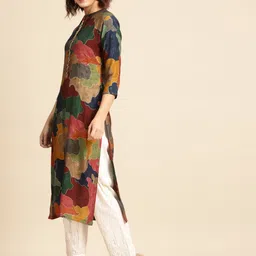FASHOR Women Multicoloured Printed Straight Kurta image 3