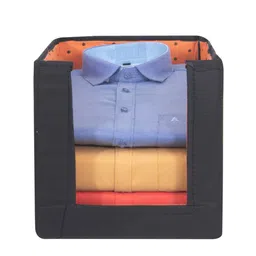 prettykrafts Set Of 6 Black & Orange Printed Foldable Shirt Stacker Wardrobe Organizers image 5