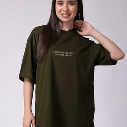 MISCHIEF MONKEY Typography Round Neck Oversized T-shirt image 5