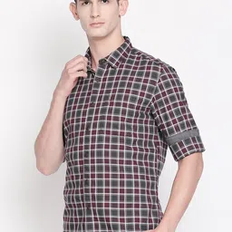 Basics Men Maroon Slim Fit Tartan Checked Casual Shirt image 3