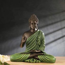casacraft from pepperfry Polyresin Green & Bronze Blessing Buddha 15 Inch-picture-42