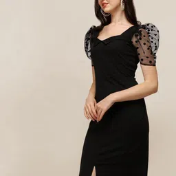 Urban Komfort Sweetheart Neck Puff Sleeves Sheath Dress image 3