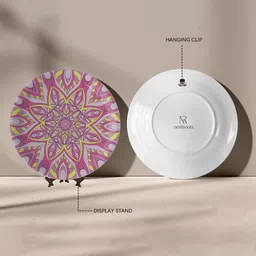 nestroots Purple & Yellow Printed Ceramic Wall Decor Plate image 3