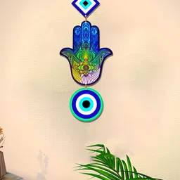 Home Delight Blue & Green Printed Wooden Wall Hangings image 5