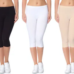 omikka Cotton Lycra 220 GSM Bio-Wash Women Multicolor Capri image 3