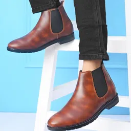 house of common Synthetic Leather Lightweight Comfortable Trendy Walking Chelsea Boots For Men Boots For Men image 5