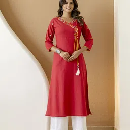 glam it up Women Embroidered Cotton Blend A-line Kurta-picture-45