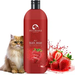 petsware Cat Body Wash,5 in 1 Shampoo+Conditioner for all Breed of Cats Flea and Tick, Allergy Relief, Hypoallergenic, Anti-microbial, Conditioning Strawberry Cat Shampoo-picture-14