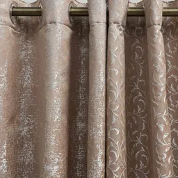 Ariana Coffee Brown & Silver-Toned 2 Pieces Floral Room Darkening Window Curtains image 4