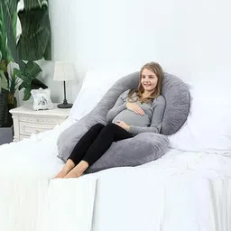 Kuber Industries Grey Self-Design Cotton Pregnancy Pillow image 5