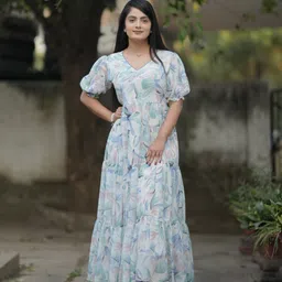 Women Maxi White Knee Length Dress-image-68