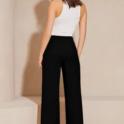 silverfly Women Regular Fit Black Lycra Blend Trousers image 2