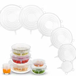 exornator Set of 6 Reusable Safety Silicone Stretch Dishwasher Microwave and Freezer Safe Lids Flexible Covers for Rectangle Round Square - Bowls Dishes Plates Cans Jars Glassware and Mugs 4 inch Lid Set-picture-35