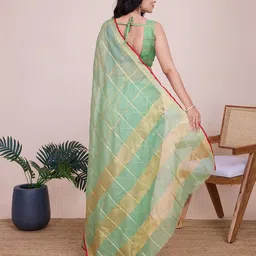 LeeliPeeri Designer Checked Woven Design Zari Designer Saree image 3