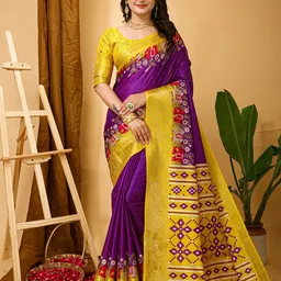 HERE&NOW Ethnic Motifs Zari Art Silk Banarasi Saree-picture-23