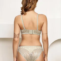 PrettyCat Printed Padded Pushup Bra With Panty Lingerie Set image 3