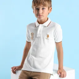 U.S. Polo Assn. Kids Boys Brand Logo Printed Polo Collar T-shirt-picture-47