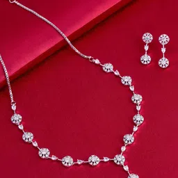 Kushal's Fashion Jewellery Rhodium-Plated Party Zircon Jewellery Set image 1