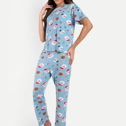 HAUTEMODA Printed Top With Pyjama Night Suits-picture-16