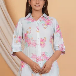 KALPARUN Women Floral Printed Regular Kurta with Trousers image 5