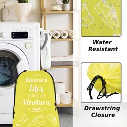 Aura Yellow 10 Pieces Printed Foldable Water Resistant Multi-Utility Laundry Bags image 3