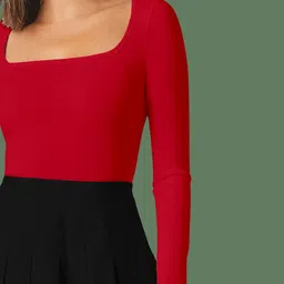 Maheshvi Women Square Neck Long Sleeves Fitted Top image 3