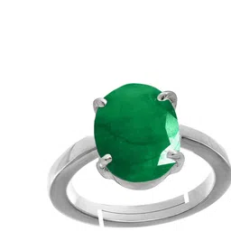 RRVGEM 7.50 KT Colombian Emerald GemStone Panna Silver Plated Adjustable Finger Ring-picture-26
