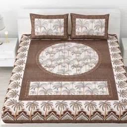 Aura Maroon Floral 144 TC Queen Bedsheet with 2 Pillow Covers-image-48