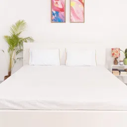 Oyvu White Cotton Breathable 300 TC Double King Bedsheet With 2 Pillow Covers 107" x 107"-picture-17
