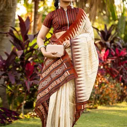 KALINI Ethnic Motifs Silk Blend Taant Saree image 4