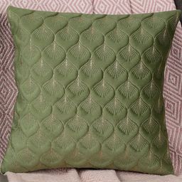 monkdecor Green Color Feather Design, 1 Piece Velvet Cushion Cover-picture-11