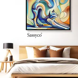 Sassyco Blue & Multicoloured Canvas Birds and Animals Wall Paintings image 2