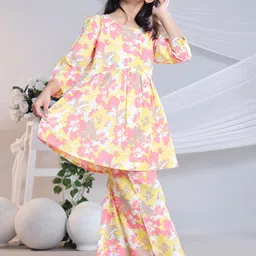 BAESD Girls Printed Pure Cotton Tunic With Trousers Clothing Set image 3