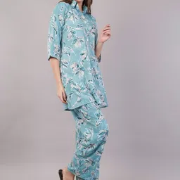 JIDI FASHION Floral Printed Tunic & Trousers Co-Ord Set image 5