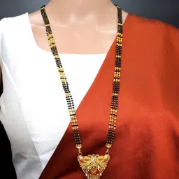 SONI JEWELLERY Gold-Plated Artificial Stones and Beads Mangalsutra image 1