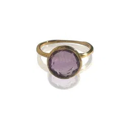 GenZcomplex Unisex Gold-Plated Amethyst Stone Studded Finger Ring-image-5