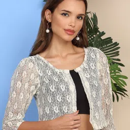 Dressitude Self Design Cotton Placket Shrug image 4