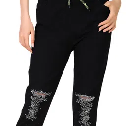 NEUNK Women Comfort Regular Fit Mid-Rise Highly Distressed Stretchable Cotton Jeans image 3