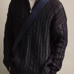 StyleCast x Revolte Men Mock Collar Front-Open Sweaters image 2