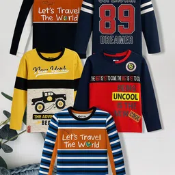 3PIN Boys Pack of 5 Graphic Printed T-shirts-picture-39