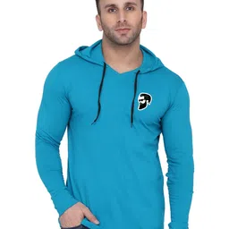 Blisstone Men Solid Hooded Slim Fit T-shirt-image-79