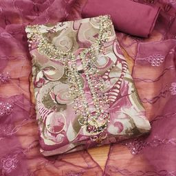 rangtulika ethnics Rangtulika Abstract Printed Embellished Unstitched Dress Material-picture-46