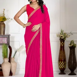 Paramparik Textile Embellished Zari Border Saree with Blouse Piece-picture-38