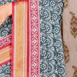 all about you Floral Printed Zari Pure Cotton Bagru Saree image 3