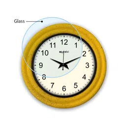 OLIVE TREE Yellow & White Wooden Round Analogue Wall Clock image 5