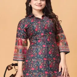 Maheshwar Printed Shirt Collar Tunic & Trousers Co-Ord Set image 3